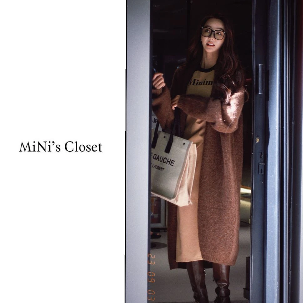 【MiNi推荐】定制中长款韩版开衫秋冬慵懒风宽松毛衣外套JC0094
