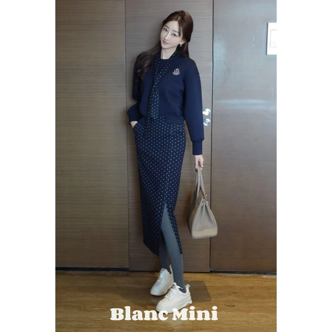 【MiNi推荐】韩版时尚秋冬洋气显瘦气质运动休闲套装送领带JD1040