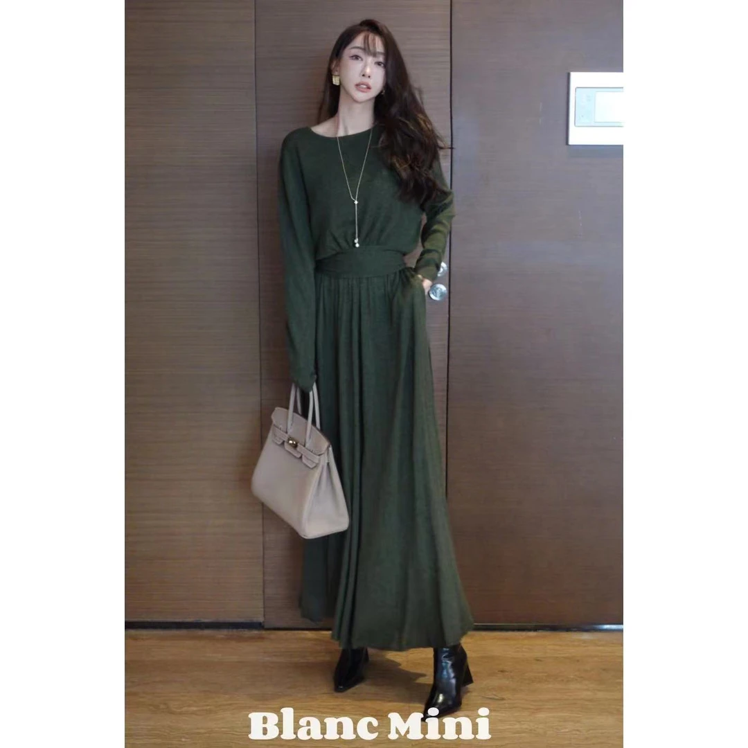 【MiNi推荐】韩版定制设计师款撞色拼接半身裙套装两件套JD0336