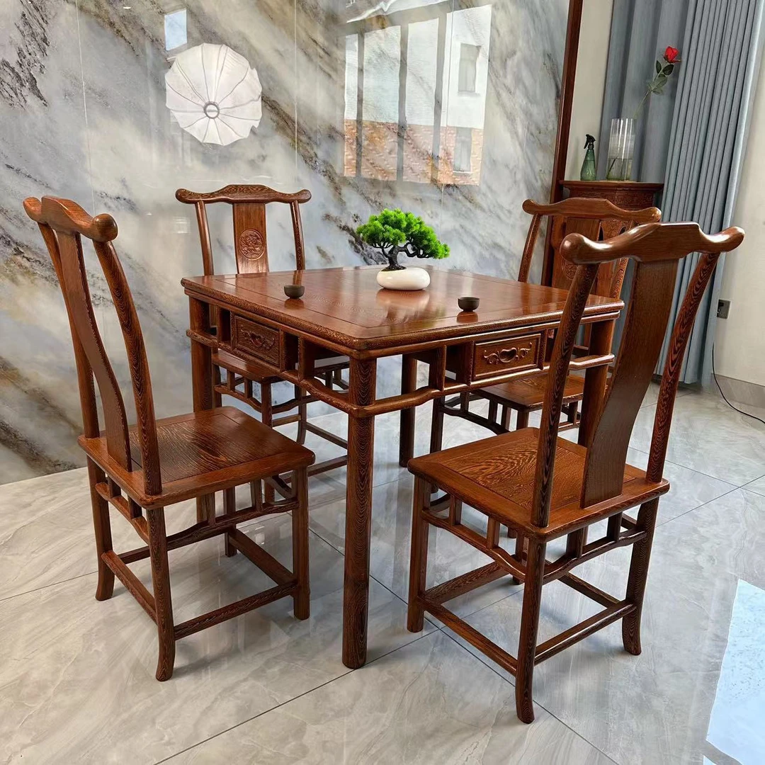 红木方桌八仙桌鸡翅木休闲桌棋牌桌吃饭桌