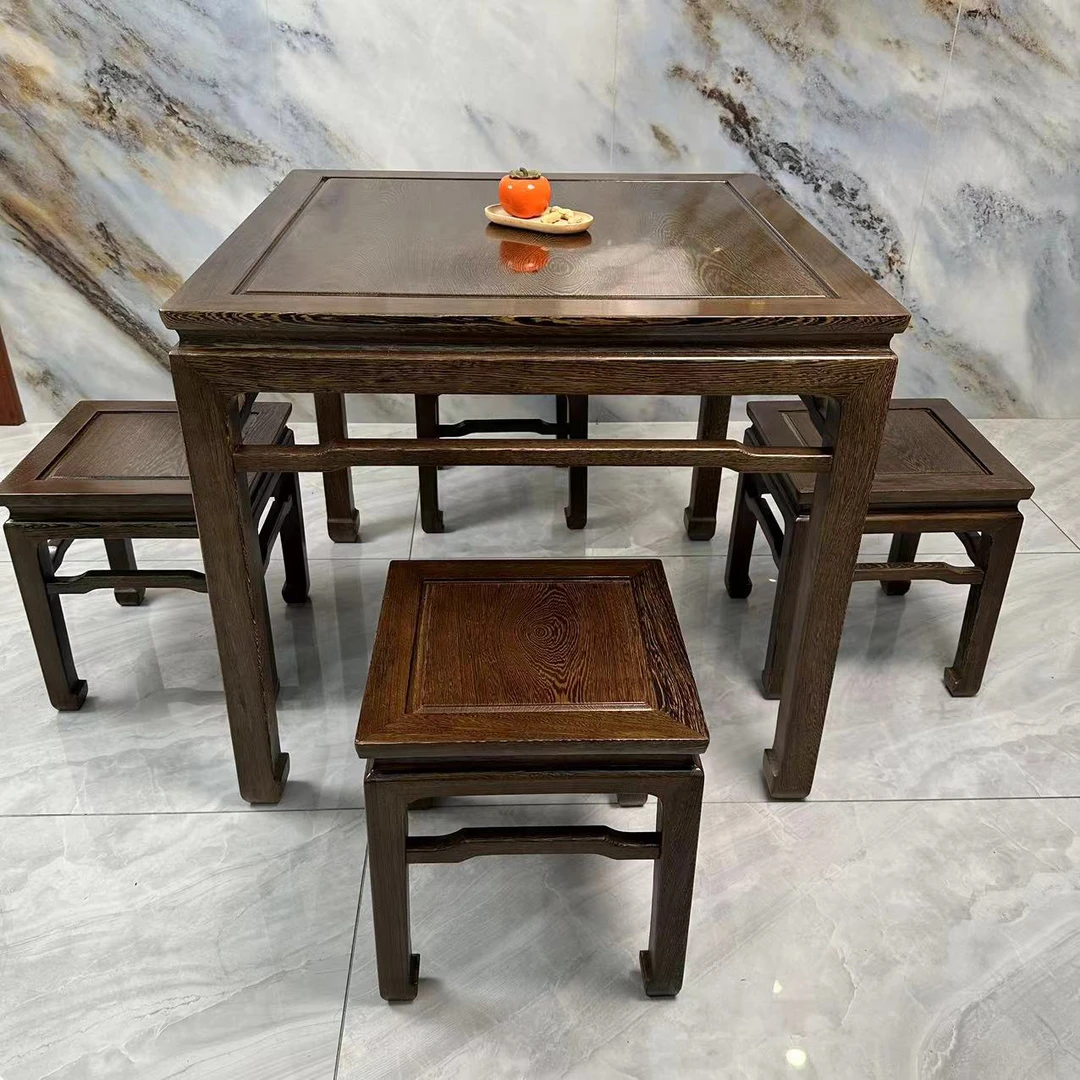 鸡翅木方桌精品红木餐桌实木棋牌桌茶桌休闲桌桌子