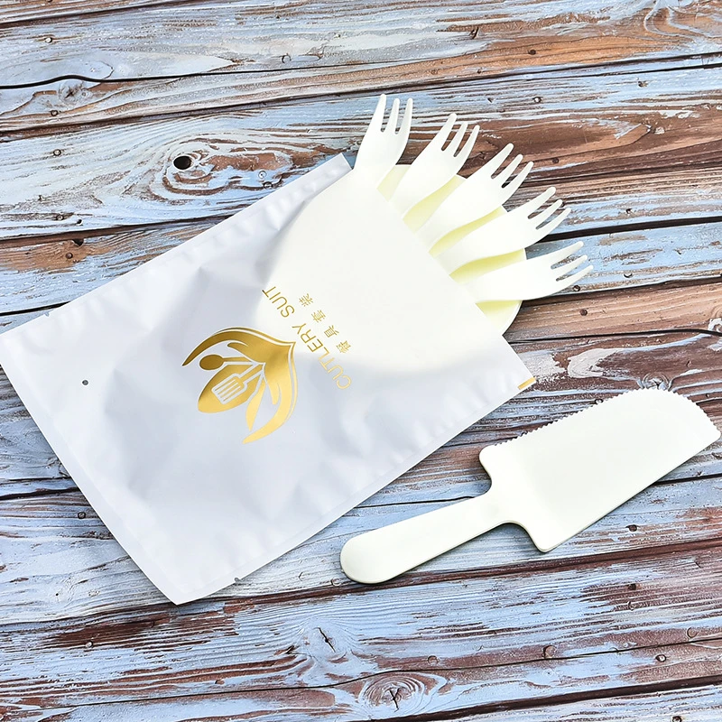 生日蛋糕刀叉盘盒套装一次性甜点水果餐刀多彩叉子水滴型餐具