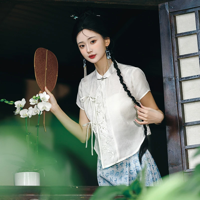 重回汉唐 花笺 原创正品汉服国风新中式日常夏季上衣女款
