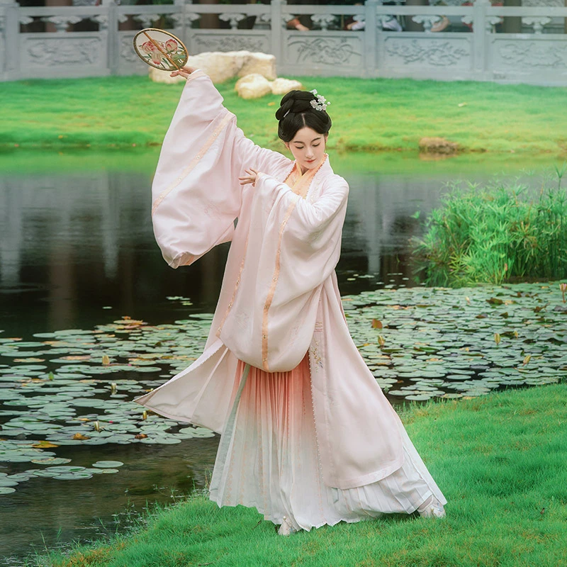 重回汉唐 飞花令 对襟大袖衫齐腰褶裙宋制汉服女款仙气古装飘逸