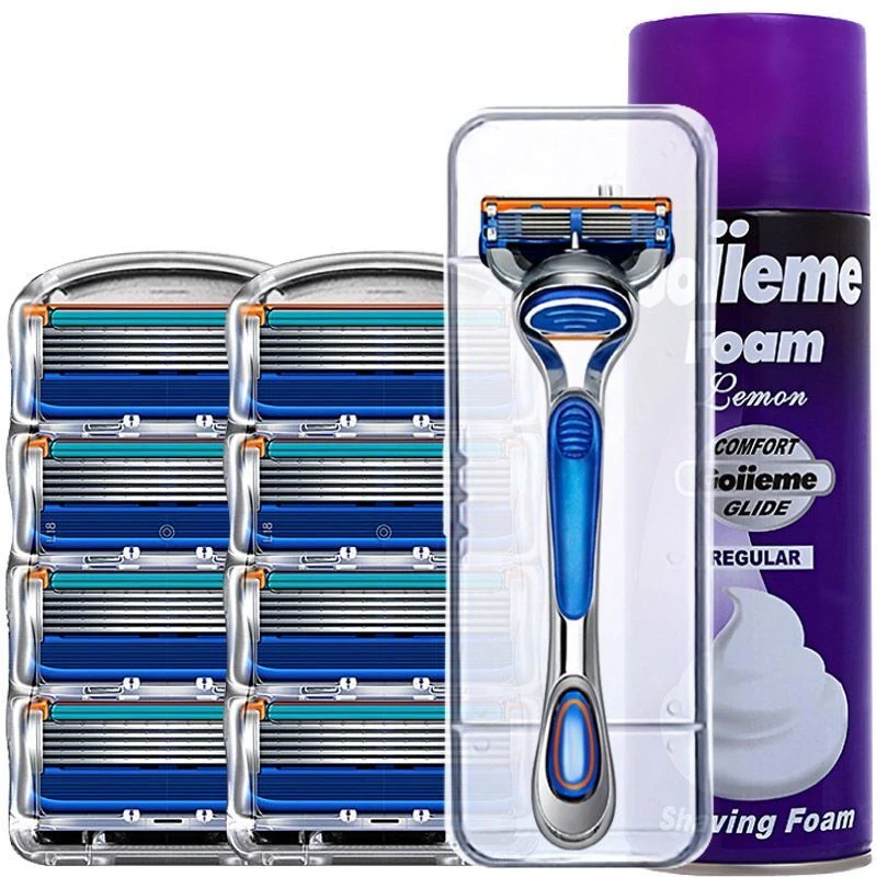 男士锋速5层通用手动剃须刀老式刮胡刀五层刀片男士刮脸刀头泡沫