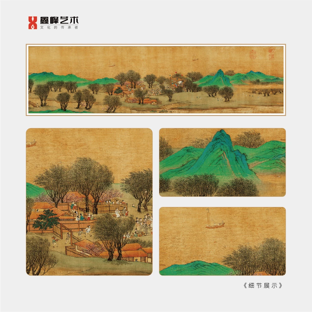 清明上河图明仇英中国山水名画长方形装饰画版画无框风景超清复刻