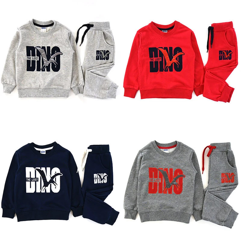 【亏米福利恐龙】男童秋装卫衣套装新款圆领男童纯棉运动休闲套头