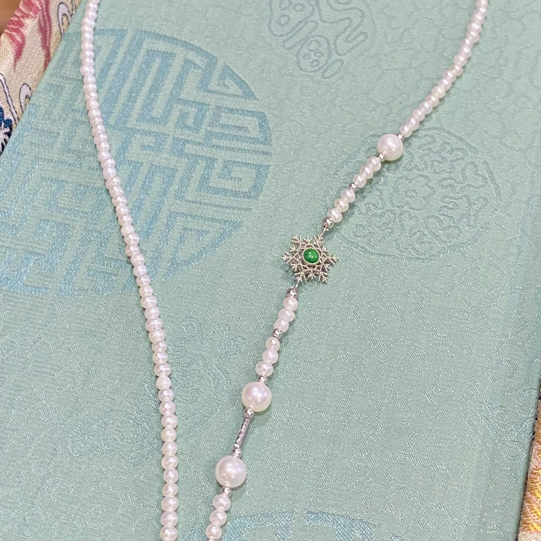 18k金淡水雪花珍珠项链SY天然珍珠