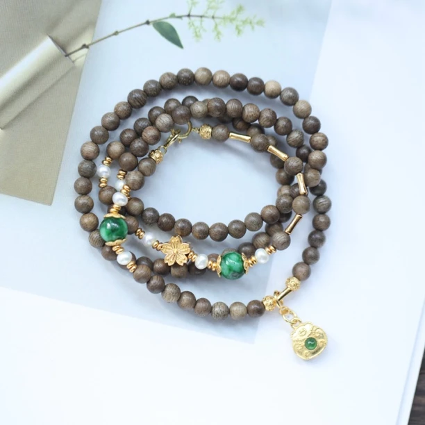 925银银制品 雨叙·银镶小米珠珠福袋项链SY手工蓝色白色白色百搭