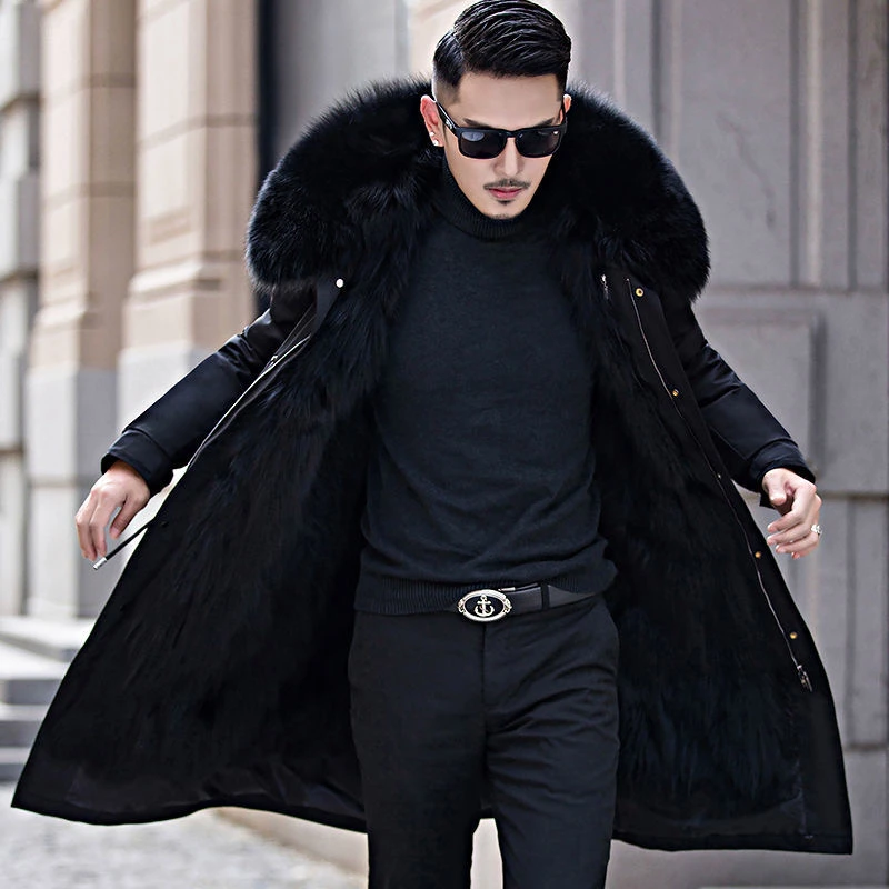 男士派克服可拆卸内胆外套大码冬天加厚保暖派克服过膝