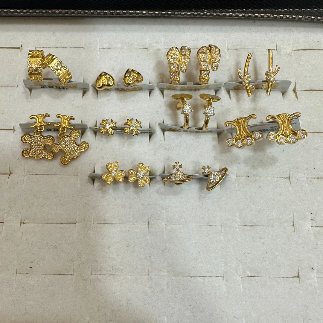 足金999 镶嵌耳钉合集（直针）多样性发货一件