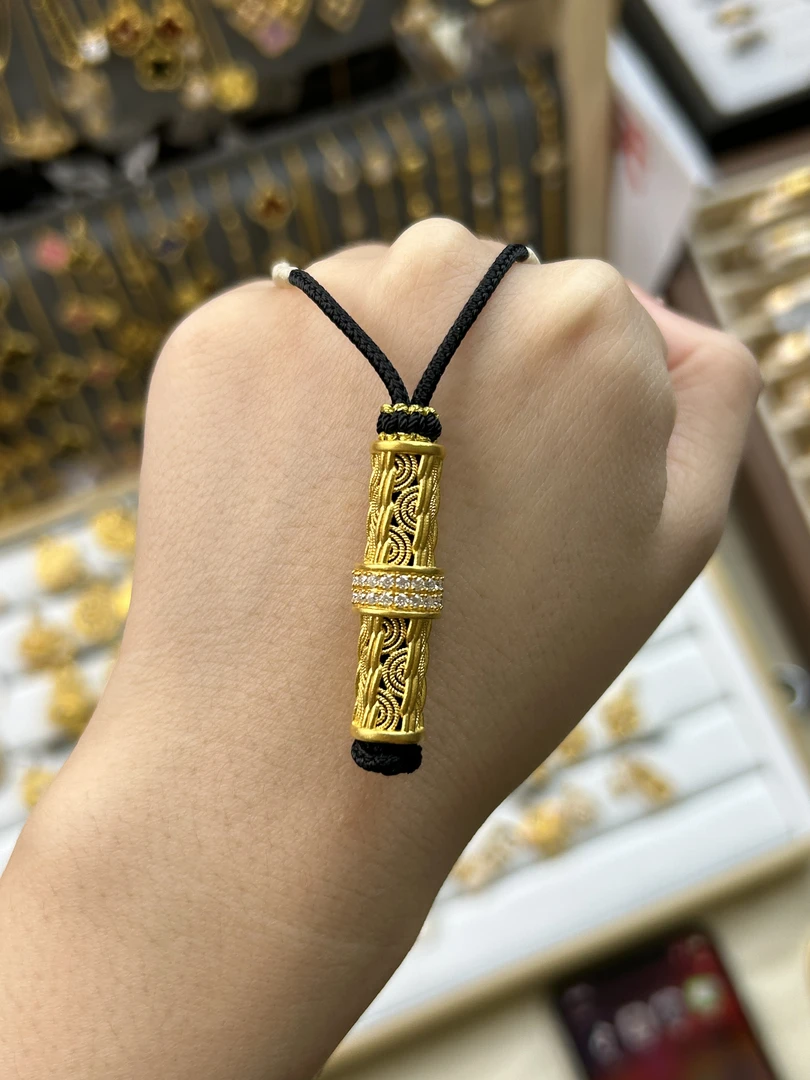 足金999 镶嵌祥云柱绳链