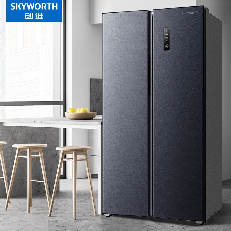 SKYWORTH/创维410升超薄冰箱对开门风冷无霜节能省电纤薄嵌入机身