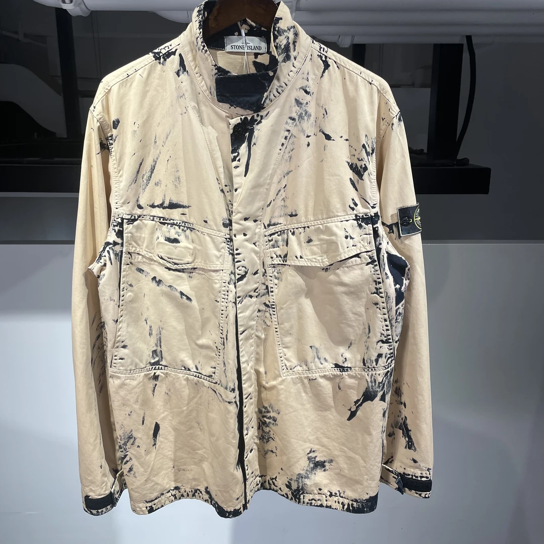 stone island石头岛 手绘 17ss 黑手刷 外套 99新 xl码