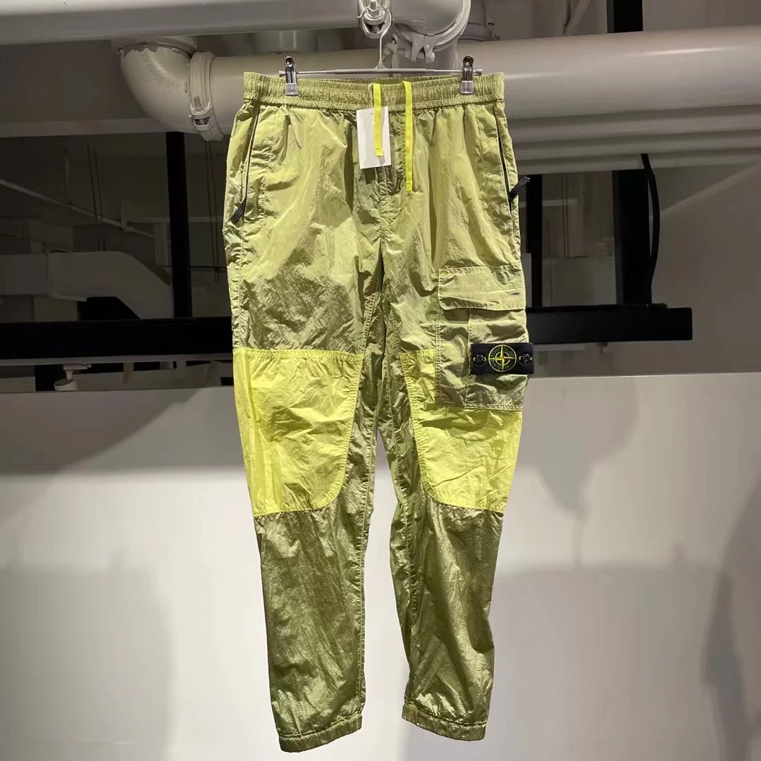 Stone island 19ss 柠檬黄金属尼龙长裤 98新 显微镜瑕疵尺码32