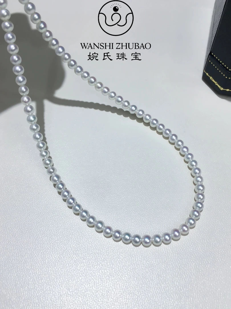 【WE-20231028】4mm左右极光欧若拉正圆小米珠项链G18K（吉尔德大证）