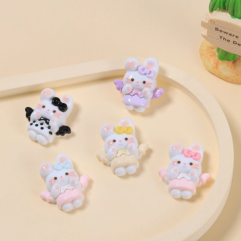 【天使小兔子5色混】小奶油胶树脂配件DIY材料