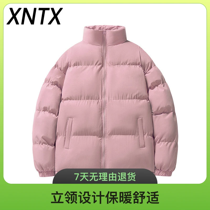 女款冬季纯色立领棉服女2023新款休闲宽松小个子棉衣外套潮