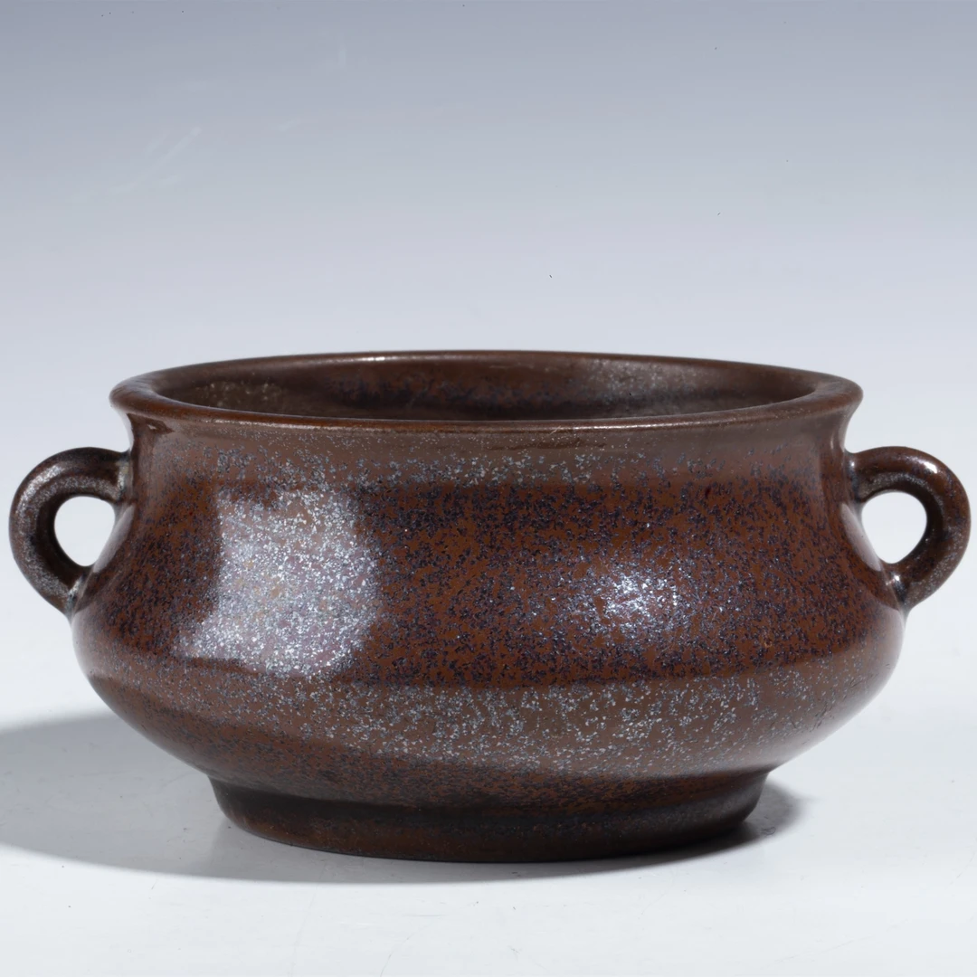 【拍卖-清中期】铁锈釉双耳炉