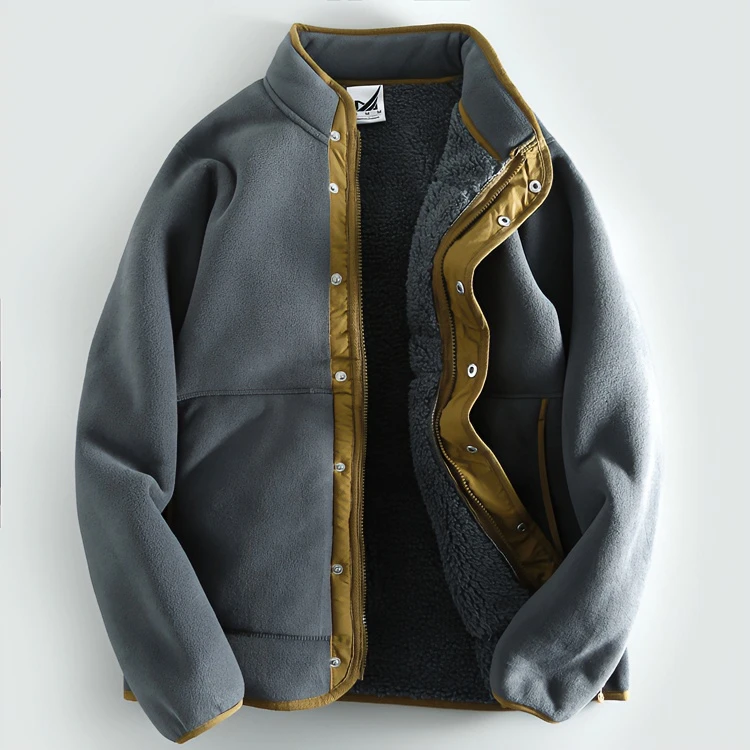 加厚长毛绒防风保暖外套！秋冬男士宽松加绒立领抓绒衣保暖夹克潮