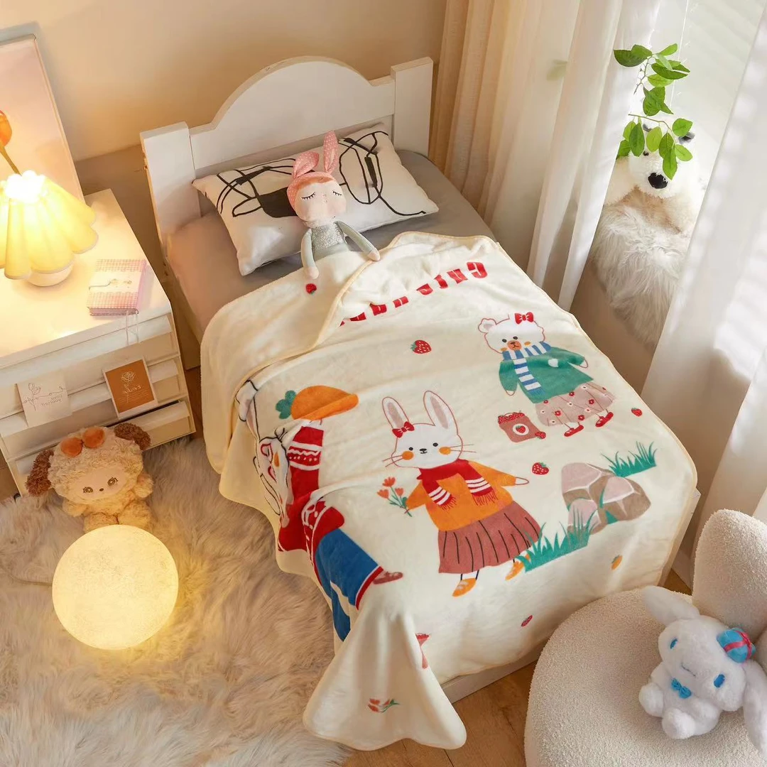 卡通儿童法兰绒毛毯婴幼儿空调牛奶绒童毯毯子个性可爱