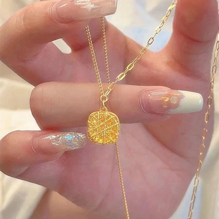 坠链均925银  花丝小方糖项链女轻奢高级感不掉色小众气质生日礼