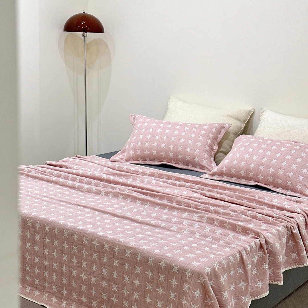 雅赞【纱布褶皱星芒床单】柔软透气舒适棉纱床单透气亲肤可铺可盖