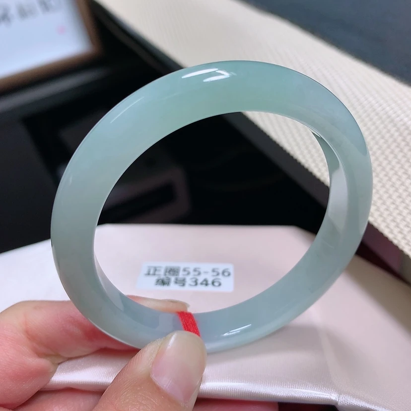 346号 缅甸天然A货翡翠手镯55/56正圈手镯