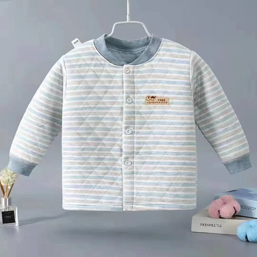 儿童秋冬季保暖上衣男女宝宝空气棉开衫三层保暖衣婴幼儿春秋打底