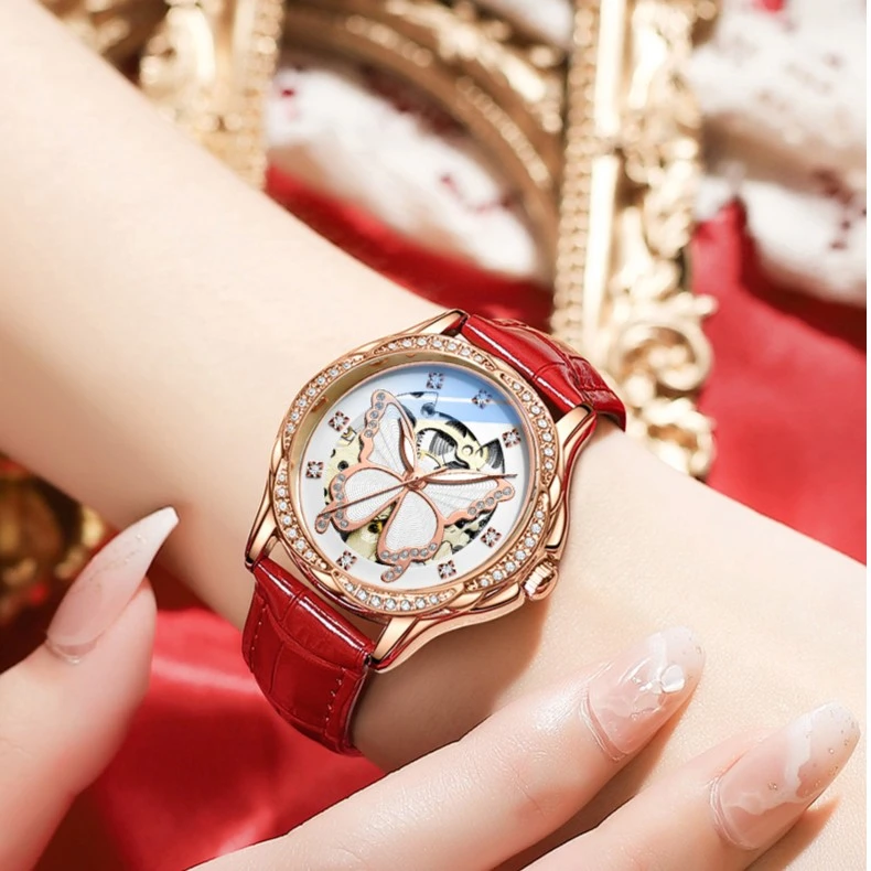 B02蝴蝶陀飞轮自动机械表女神腕表2881  H