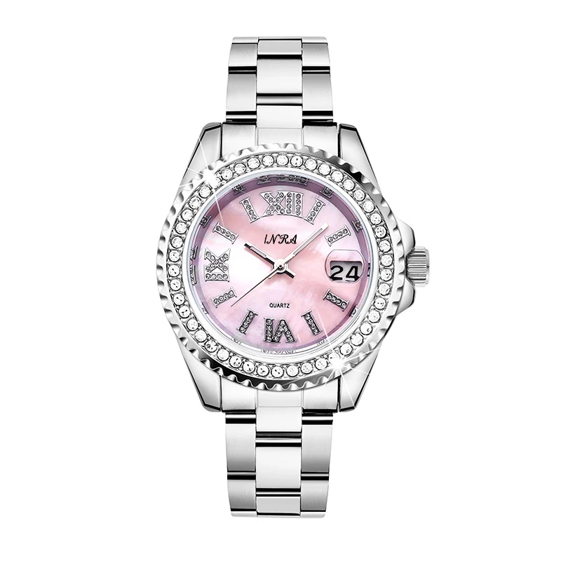 贝母盘夜光高级感满钻轻奢钢带女表58563