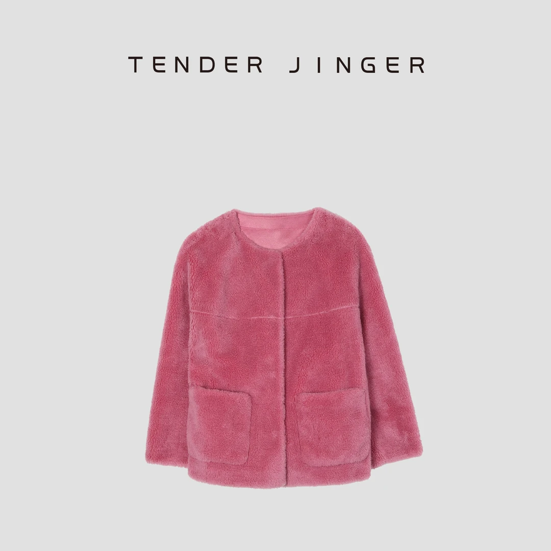 Tender Jinger【黑标】女士小香风圆领单排扣羊毛绒外套T44MDD77928