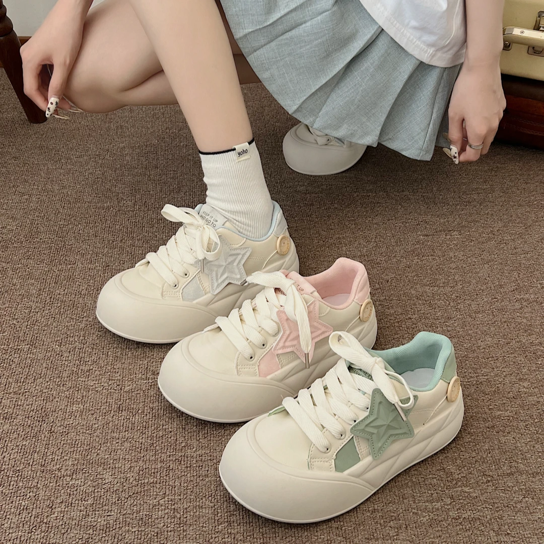 可爱百搭粉色高帮厚底帆布鞋板鞋女2024新款夏季复古增高轻便运动