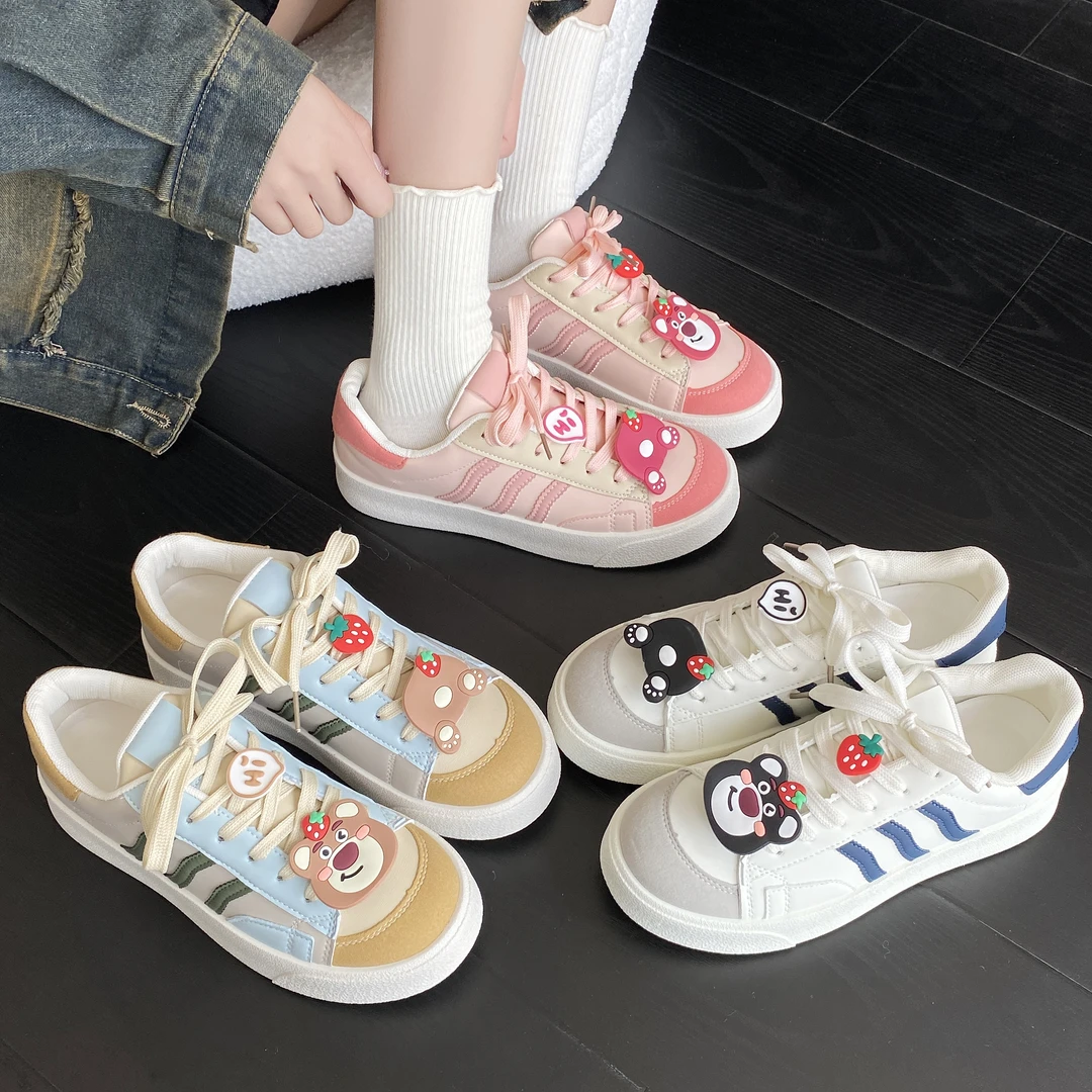 kt猫小白鞋女鞋2024秋季新款休闲百搭拼色系学生板鞋设计感面包鞋