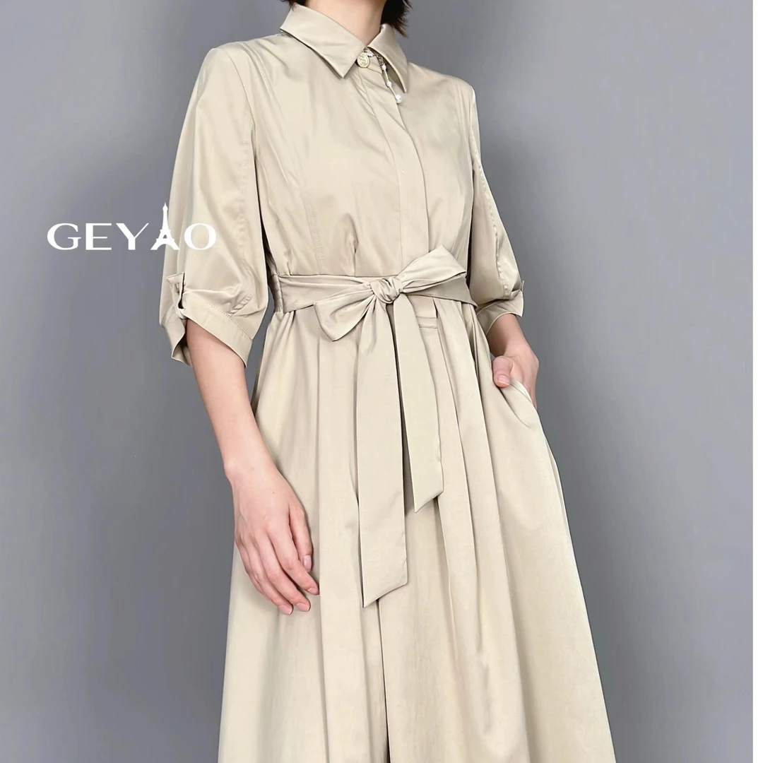 GEYAO秋季新款超显瘦气质时尚休闲百搭设计师长款连衣裙 ZB23Q258