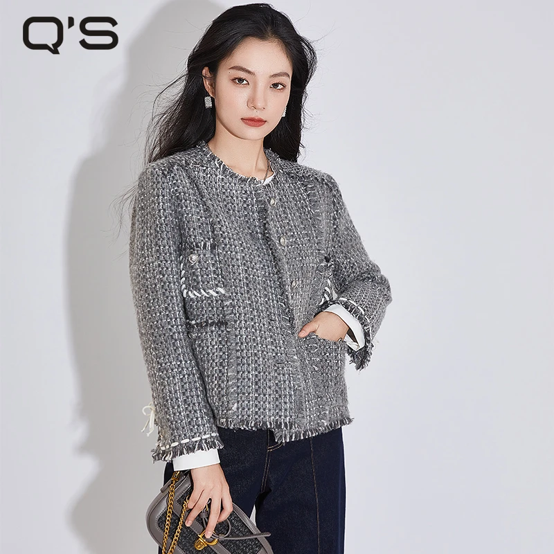 秸熙春季新款3XA270小香风日常通勤百搭气质时尚复古短款外套