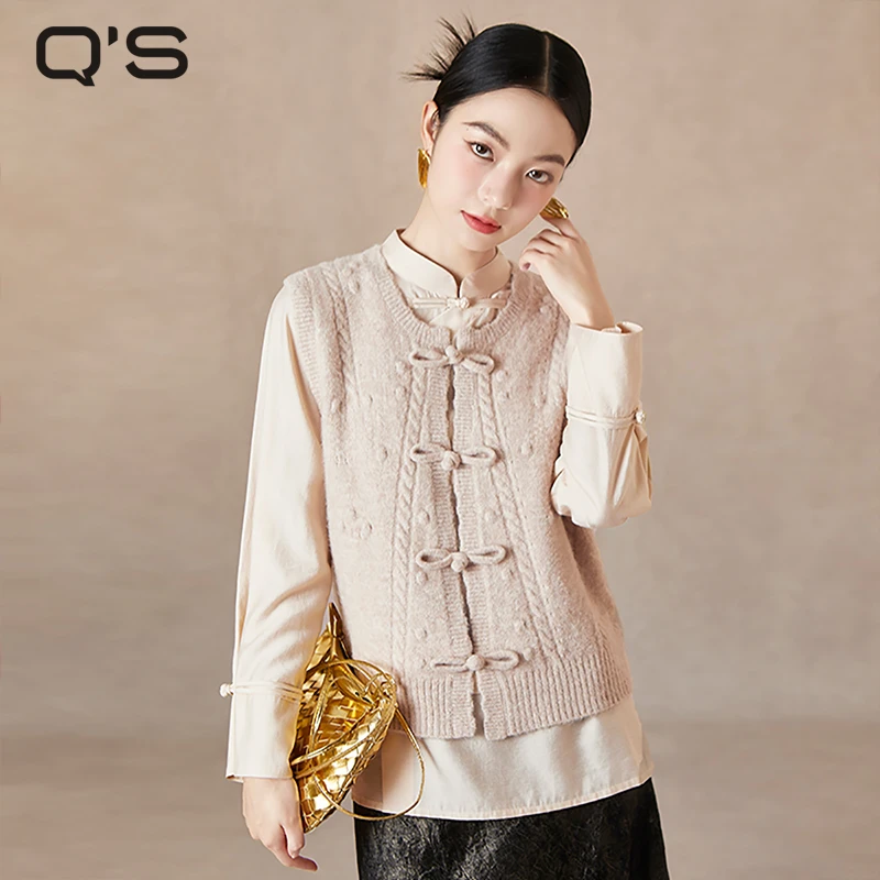 【早秋穿搭】秸熙秋季新款复古新中式绞花马甲叠穿毛衣4XA975