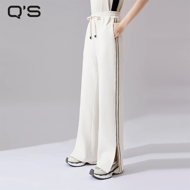 【清仓】秸熙春季新款纯色松紧腰阔腿裤建议休闲直筒针织卫裤3CD310