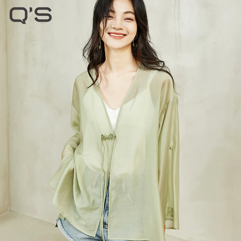 秸熙夏装新款休闲宽松百搭透气薄款长袖衬衫轻薄纯色衬衣JXY580