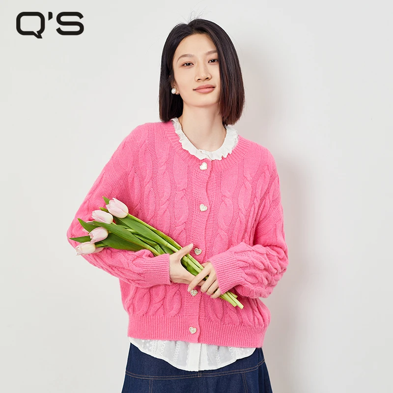 秸熙春秋新款3AA922纯色通勤针织衫百搭开衫保暖短外套