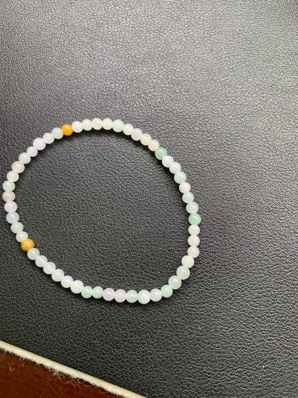 天然缅甸翡翠小米珠手串/大小尺寸3.5毫米默认有瑕糯种