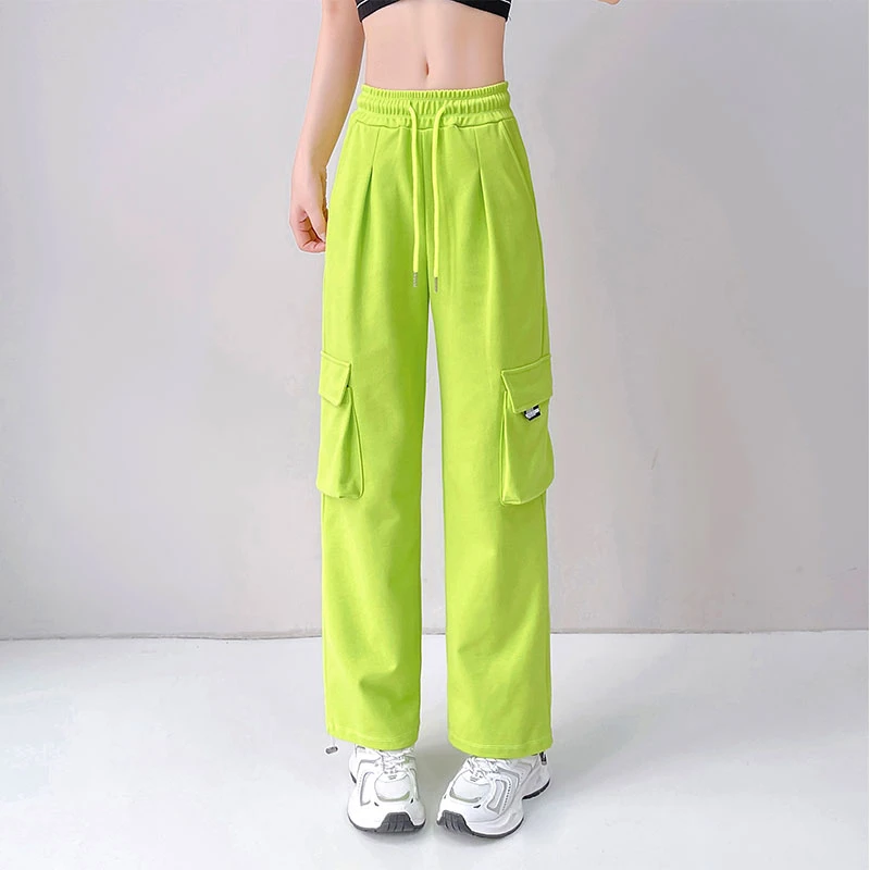 女新款运动裤广场舞服装裤子鬼步舞束脚长裤休闲直筒阔腿裤高腰