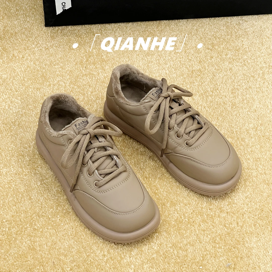 「Qan'h千合女鞋」•加绒板鞋舒适软底休闲鞋瑕疵次品处理品（D88）