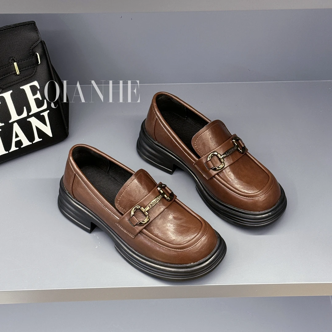 「Qan'h千合女鞋」• 2025秋款手抓纹复古乐福鞋（2558-3）