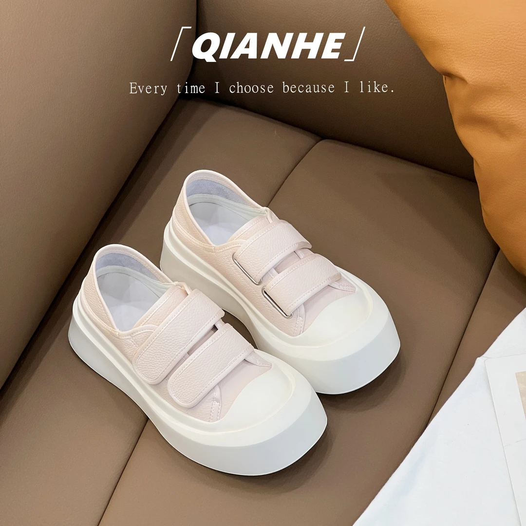 「Qan'h千合女鞋」•魔术贴板鞋女2025小众厚底板鞋（95-880）