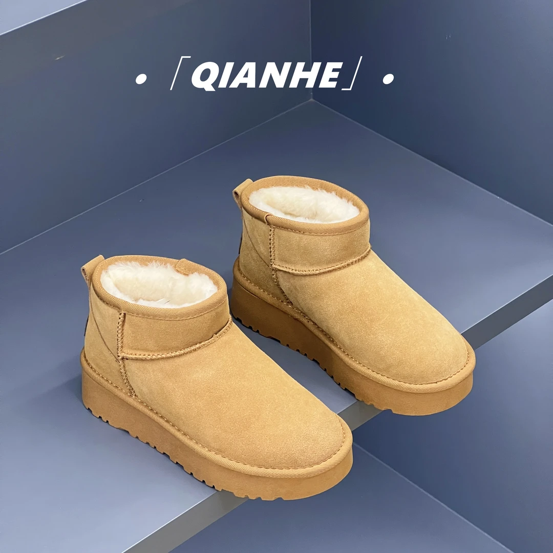 「Qan'h千合女鞋」•牛皮羊羔毛 户外厚底2025秋冬加绒雪地靴（1110）