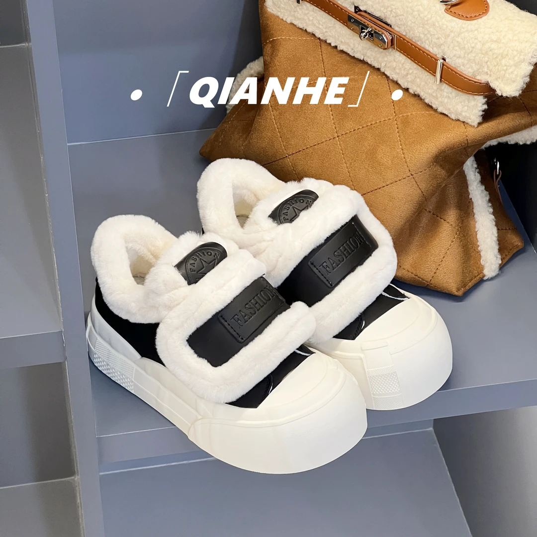 「Qan'h千合女鞋」.冬季百搭厚底防滑ins休闲女鞋瑕疵处理品（579）