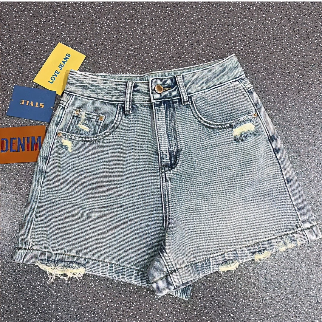 【PJH】9662夏新款高腰破洞时尚显瘦潮流休闲牛仔A字短裤PJHPP005