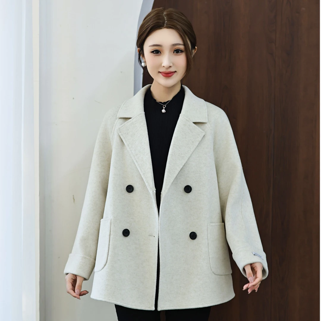 秋冬季新款女时尚百搭显瘦韩版宽松洋气双面羊毛大衣毛呢气质外套