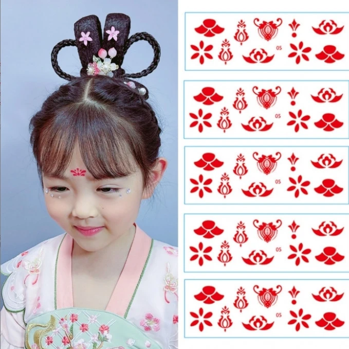 儿童中国风女童可爱花钿汉服演出眉心贴宝宝可爱古风额头贴